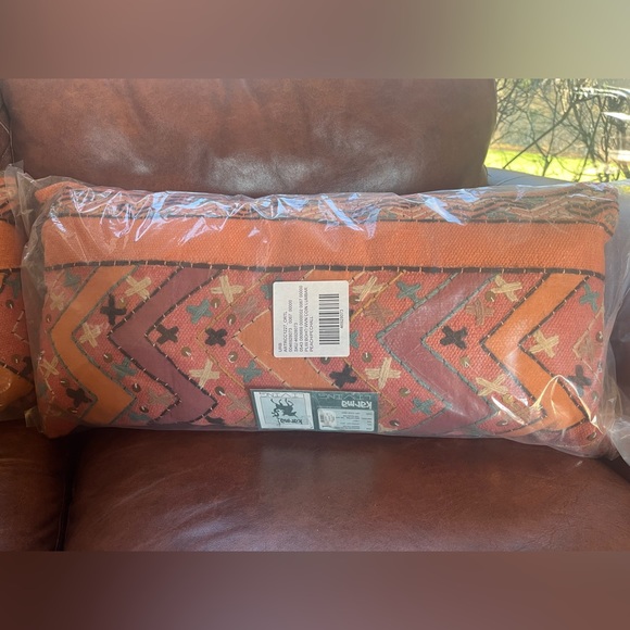 A pair of Bohemian pillows made by Karma Living in peach with embroidery - Picture 2 of 4